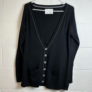 Aeropostale Woman’s Black Long Sleeve Vneck Button Up Lightweight Sweater Sz XL